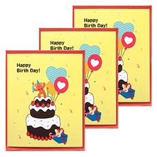 반짝 팝업 카드, 3단케익생일축하, 3개