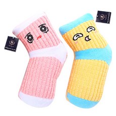 DING DONG PET 2 件組寵物挖洞吱吱作響的襪子玩具, 1組, 黃色+粉色