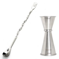 킹메탈웍 클라로 클래식 지거 30ml 45ml + 표준형 바스푼 245mm 세트, 실버, 1세트