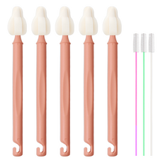하이비 젖병 젖꼭지 세척솔 몽글이 롱 미니솔 5p + 빨대솔 3p 세트, 1세트, 코랄