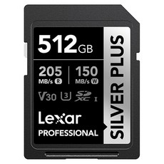 렉사 SD SILVER PLUS V30 UHS-I 메모리 카드 캐논 소니 니콘 후지 카메라 호환, 512GB, 1개