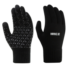 HNEX 스마트폰 터치 방한 논슬립 스포츠 니트 장갑, 블랙, 1개 블랙, 1개