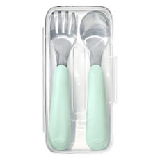 OXO tot 幼兒用湯匙叉子組, 1組, 蛋白石綠, 案件