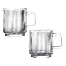 아메리칸로드 심플 세로라인 유리 머그컵 340ml YK115, 2개