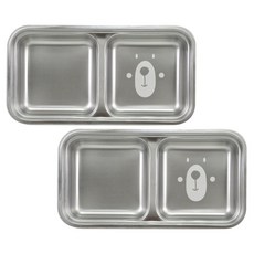 kitchen U 幼兒用熊熊不鏽鋼304 2格深餐盤, 單色, 2個, 單品