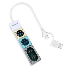 유니콘 USB3.2 Gen1 A타입 / C타입 4포트 듀얼컨텍터 멀티허브 RHC-200D, 그레이, 1개