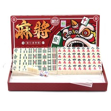 Dassamol高級迷你麻將 20mm 144入+補充牌 2入+骰子 2入+支架 4入組, 紅色, 1組