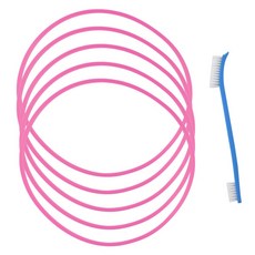 키친유 실리콘 식판뚜껑 고무패킹 5p + 세척솔 세트, 핑크(고무패킹), 1세트
