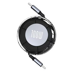코리아원 C타입-C타입 PD 릴타입 고속 충전 케이블 100W, 2개, 블랙, 1m 2개, 블랙, 1m