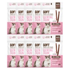 캣퓨어 고양이 소프트 덴탈껌 D&E, 20g, 10개, 혼합맛(생선/닭고기)