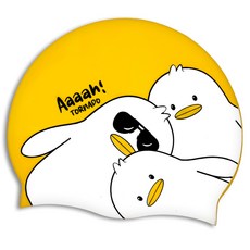 토네이도 실리콘 수모 디자인 수영모자 TSC2005, 옐로우, 1개 옐로우, FREE(225 x 190 mm), 1개