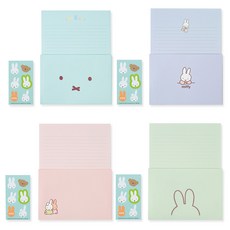 미피 편지지 4종 x 4p + 봉투 4종 x 2p + 스티커 4p 세트, 블루, 퍼플, 핑크, 민트(편지지, 봉투), 1세트 블루, 퍼플, 핑크, 민트(편지지, 봉투), 1세트