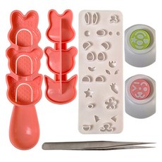 Cuteme Ehome烘焙兔子熊貓3格飯糰模具組, 1組, 混色