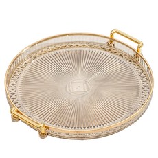 머니풀 럭셔리 예쁜 원형 트레이 쟁반, LX Gold, 1개