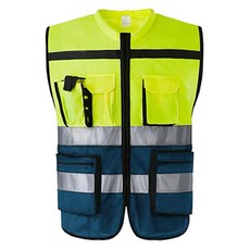 雙色工作安全背心 螢光+海軍藍, 1個