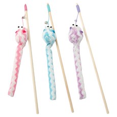 doongdoongpet 貓咪長尾巴老鼠釣魚竿玩具 3種組, 1組, 混色