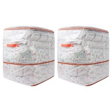 HANEE 橘色透明2層壓縮棉被衣物收納袋 130L, 2個, 透明