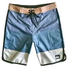 QUIKSILVER 男款成人沙灘褲, 5%氨綸+95%聚酯纖維, 尺碼34, 34碼, 藍灰色