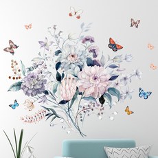 INS 歐風系列壁貼 2張入 (90x30cm) c068 花卉蝴蝶圖案 牆面裝飾壁貼, 90 x 30cm