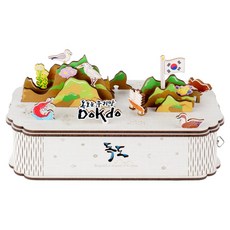 영공방 회전우드오르골 독도 DIY 우드모형 입체퍼즐, 혼합색상, 34피스, 1개