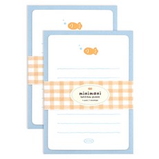 대시앤도트 미니 마니 레터프레스 편지지 세트, 03 Joyful Fish, 2세트