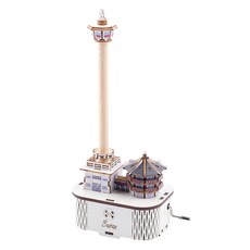 YoungModeler 英工房 手動音樂盒釜山塔DIY立體拼圖木質模型, 隨機發送(歌曲名稱), 129片