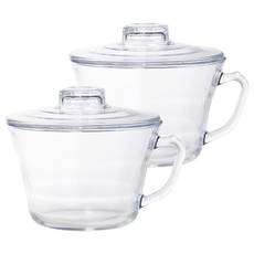Glasslock 強化玻璃可微波泡麵碗 附蓋 900ml 2個,微波爐適用,附把手, 1組, 單一顏色