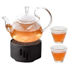 Teeyaguri燈泡茶壺+春天茶杯 2入+消光燭台組, 1組, 混色, 茶壺+茶溫器+茶杯2p