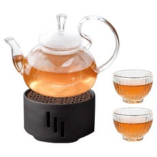 Teeyaguri燈泡茶壺+花朵杯 2入+消光燭台組, 1組, 混色, 茶壺+茶溫器+茶杯2p