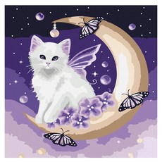 ArtLife 藝術生活 DIY 數字油畫 含框 DA3343 20 x 20cm, 1組, 星空貓