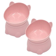 DongDongPet寵物斜面增高飼料碗, 2個, 粉色