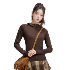 Marketpia 女士瑜珈普拉提健康修身長袖連帽拉鍊衫