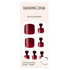 DASHING DIVA Magic Press腳指甲貼 24種組, 1個, 深紅色