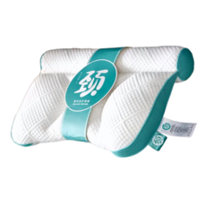 A&R 二代羽絲絨針織護頸枕, 藍色, 1個