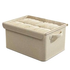 ANTIAN 可折疊透明側翻防塵蓋衣物收納盒 55L, 1個, 米色