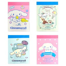 산리오 시나모롤 러브잇 핸디 떡메모지 60매 4종 세트, 혼합색상, 1세트, 4개