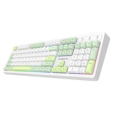 MAXTILL Membrane 3色鍵帽RGB USB有線一般型鍵盤, 綠色+白色, GM-KM1U, 製造商軸