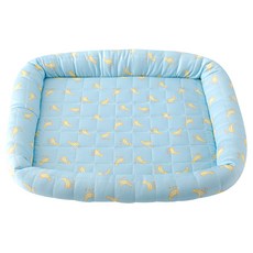 冰絲涼感寵物窩 方型 藍底香蕉 S(45 x 40cm) 寵物睡墊 涼感墊 寵物床, S(45 x 40cm), 1個
