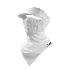 AREX SPORT 戶外騎行防曬面罩親膚冰絲網眼護臉遮頸脖圍三角巾 有帽簷 AS-3494, 純淨白, 1個, 均碼