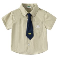 男童款QUSSO刺繡短袖襯衫