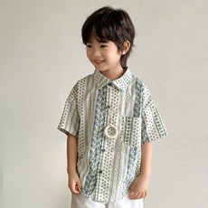 LITTLE RABBIT 兒童款C綠色度假家庭Look襯衫