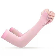 PORA BELLA 男女款運動防曬冰絲涼感袖套 UVS012，2雙入，拇指款，透氣速乾, 2雙, F, 拇指粉
