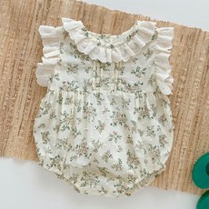 베베니즈 유아용 레이스카라 플라워 민소매 바디슈트