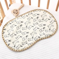 愛北鼻 純棉10層紗嬰兒拍嗝紗布枕巾 枕頭墊 40 x 25cm 黑白線條兔