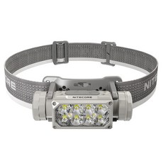 NITECORE 奈特科爾 HC65 UHE 2000流明高亮頭燈，三光源金屬頭燈，附收納盒電池, 微弧氧化白灰色, 1個