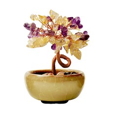 財神小舖 聚寶進財 紫黃水晶招財樹, 招財擺件，提升財運, EM-2701-3, 1個