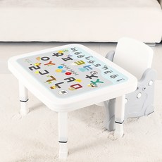 Miru 1人用折疊式高度調節韓文數字書桌+椅子組, 灰+白