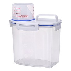 防潮保鮮雜糧收納密封罐, 1.5L, 透明色, 附量杯, 小尺寸密封罐, 防潮保鮮, 1個, 小(15 x 9.5 x 22cm)