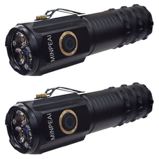 明沛 P40 LED 職人 35W 大功率手電筒 MP3209 黑色 2入組, USB充電, 五種亮度選擇, 磁吸尾部, 2個