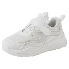 ChakanShoes 兒童款 綁帶魔鬼氈運動鞋, 210mm 白色 - 舒適透氣，安全防滑